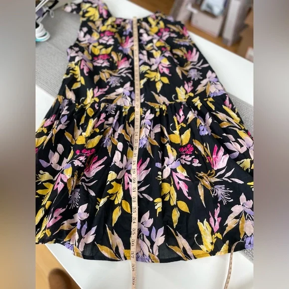 Time and Tru Black Pink Yellow Floral Cotton Off the Shoulder Tiered Maxi Dress - Picture 10 of 11